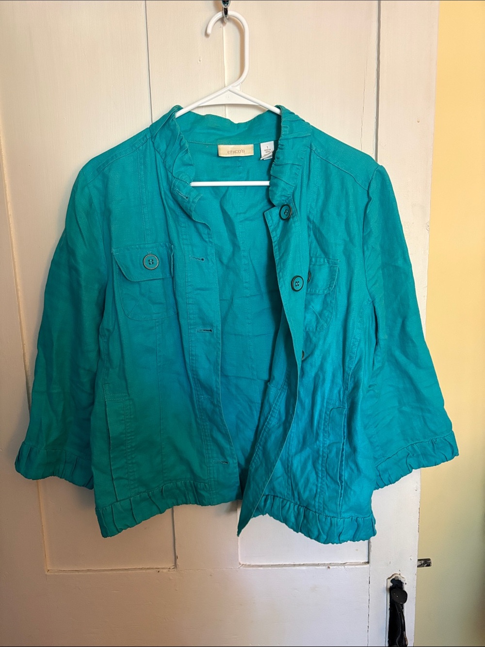 Chicos Women's Teal Lightweight Line Jacket